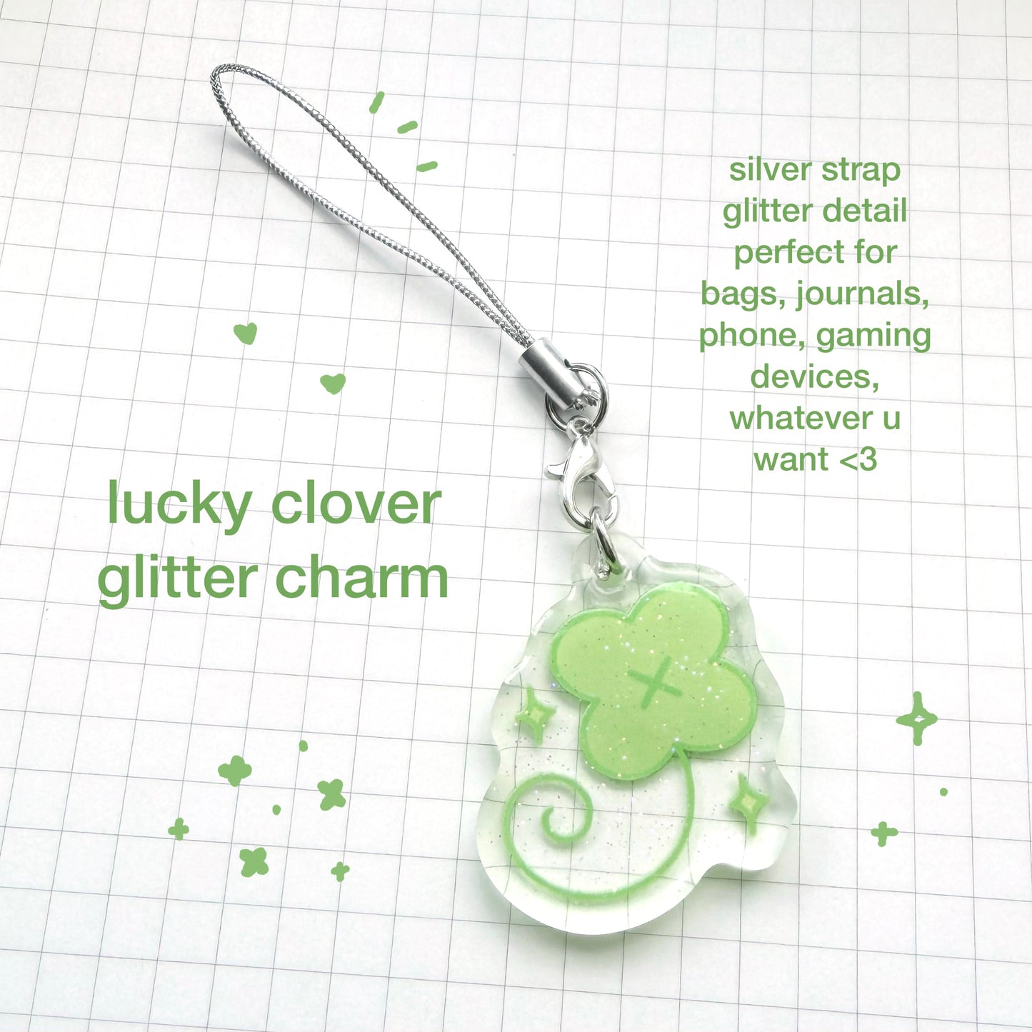 Lucky Clover Glitter Charm