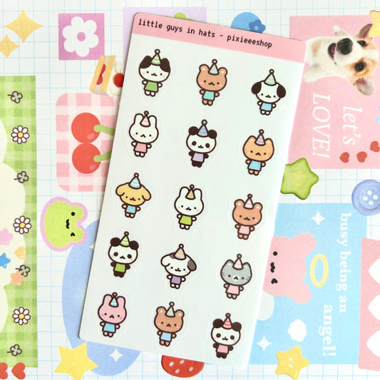 Little Guys in Hats Transparent Sticker Sheet