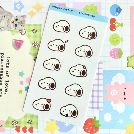 Snoopie Emotions Transparent Sticker Sheet