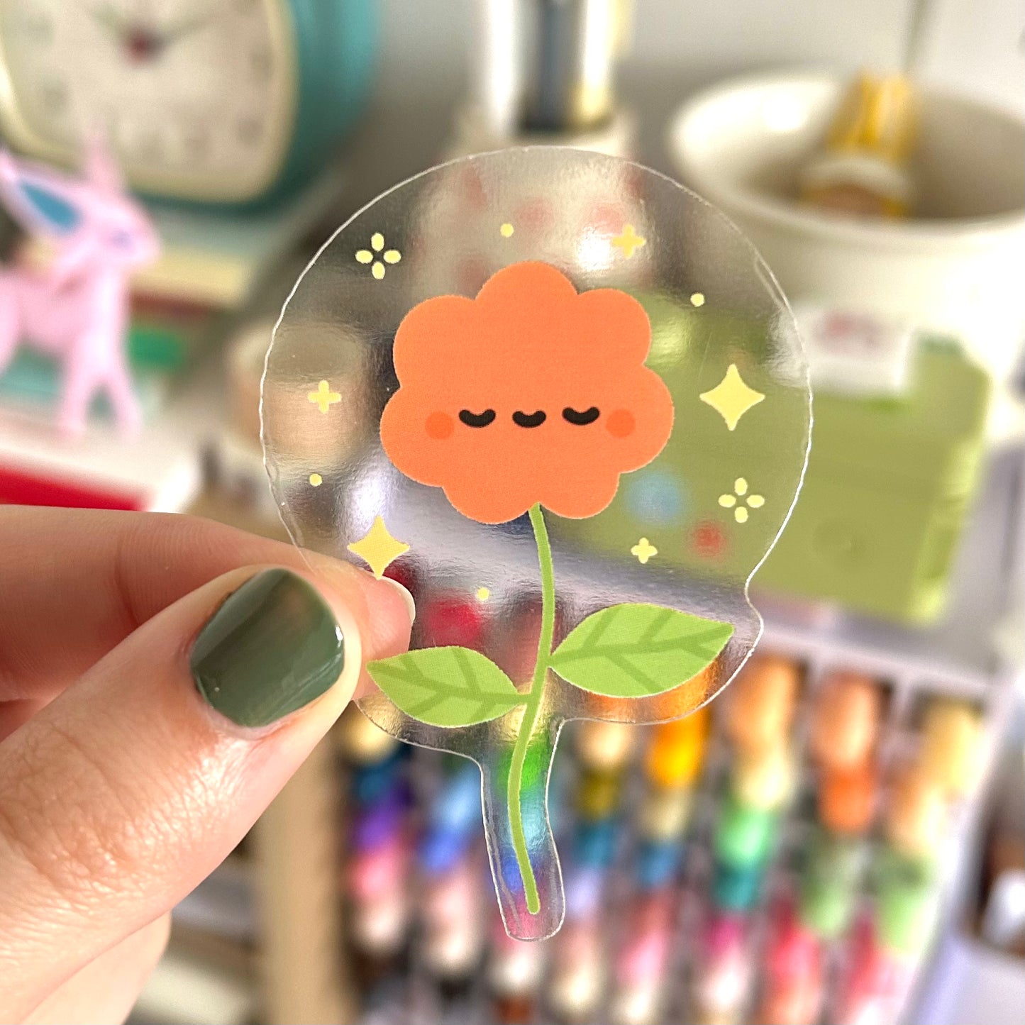 Flower Power Clear Sticker