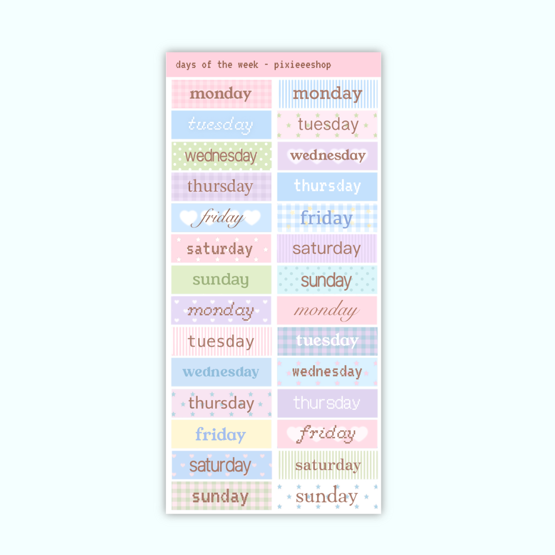 Weekdays Journal Stickers
