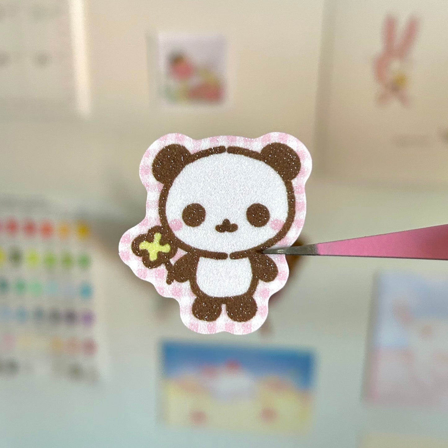 Little Lucky Panda Glitter Sticker