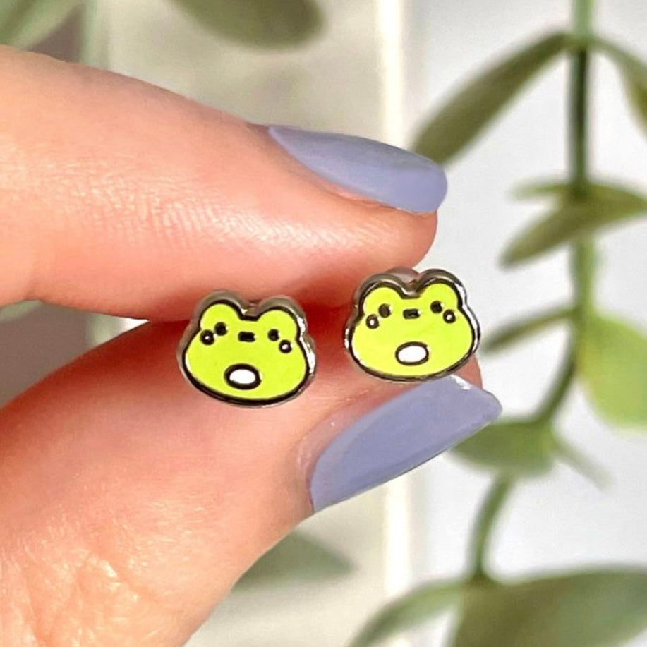Frog Stud Earrings - Silver or Gold