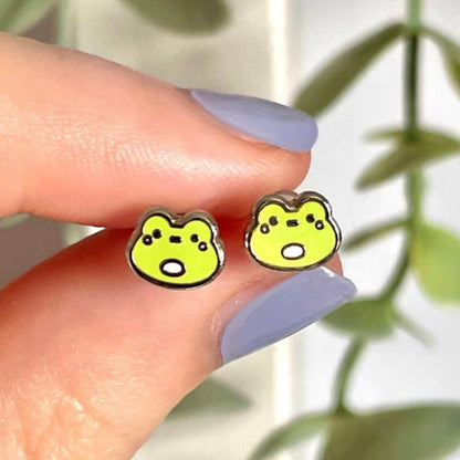 Frog Stud Earrings - Silver or Gold