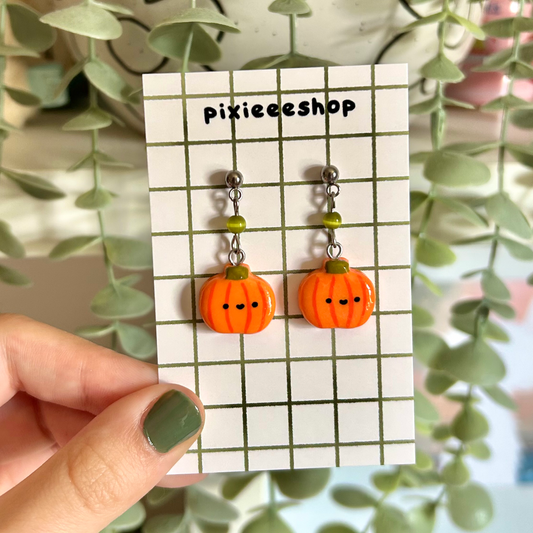 Pumpkin Clay Earrings