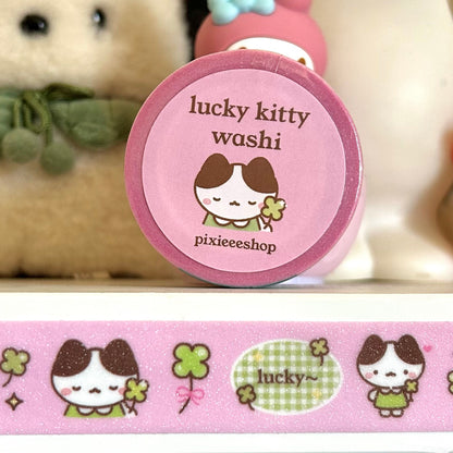 Lucky Kitty Glitter Washi Tape