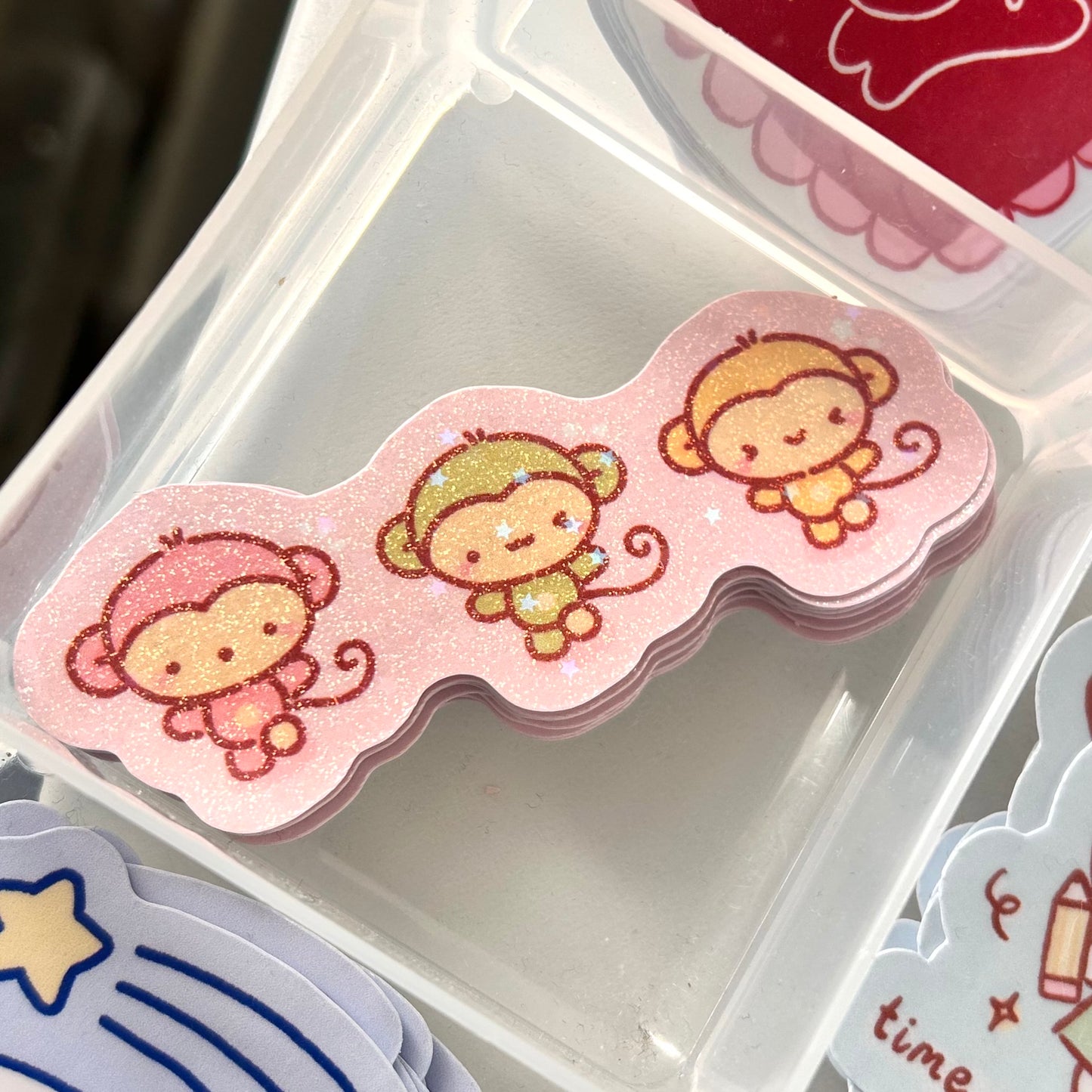 Monkies Glitter Sticker