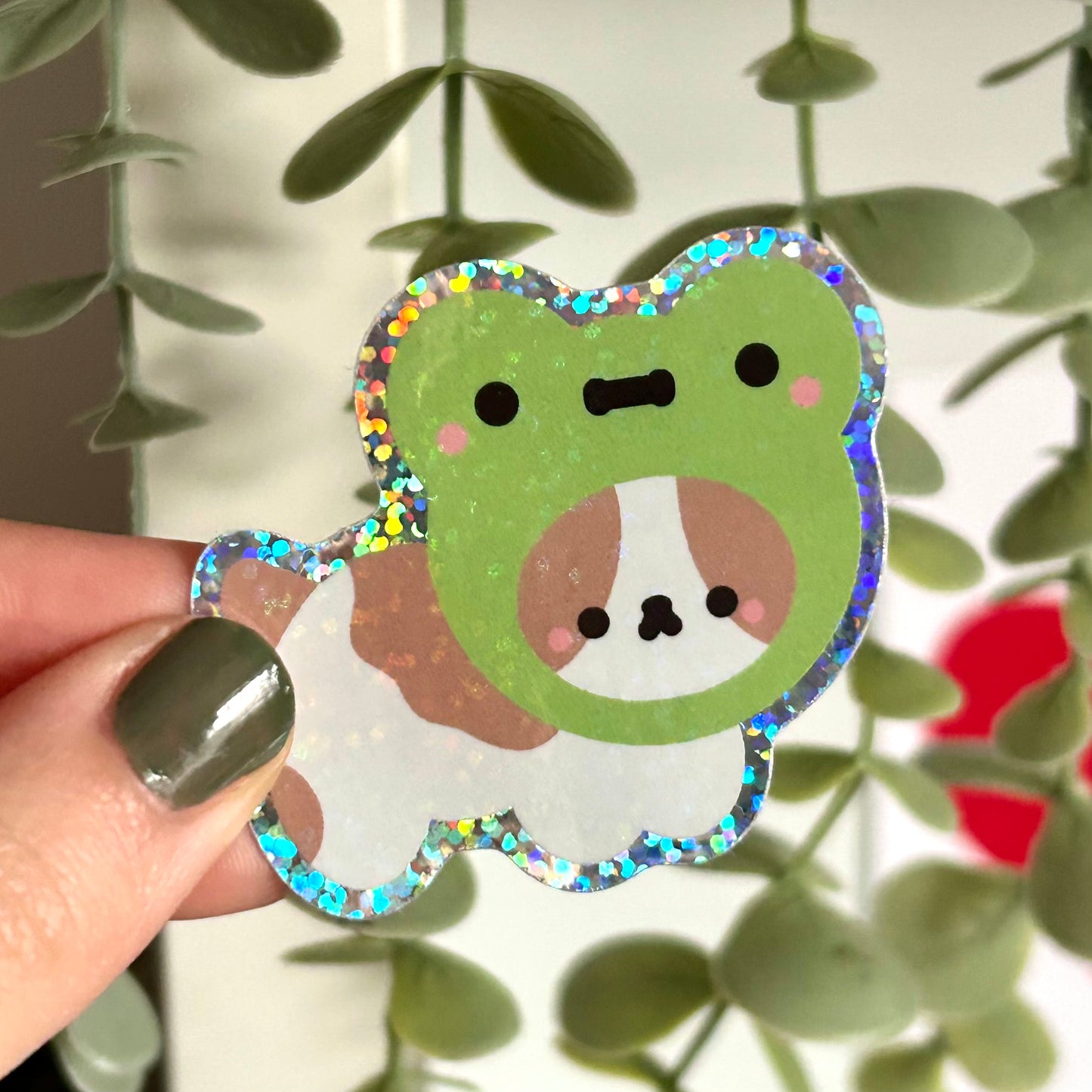 Frog Kitty Glitter Sticker