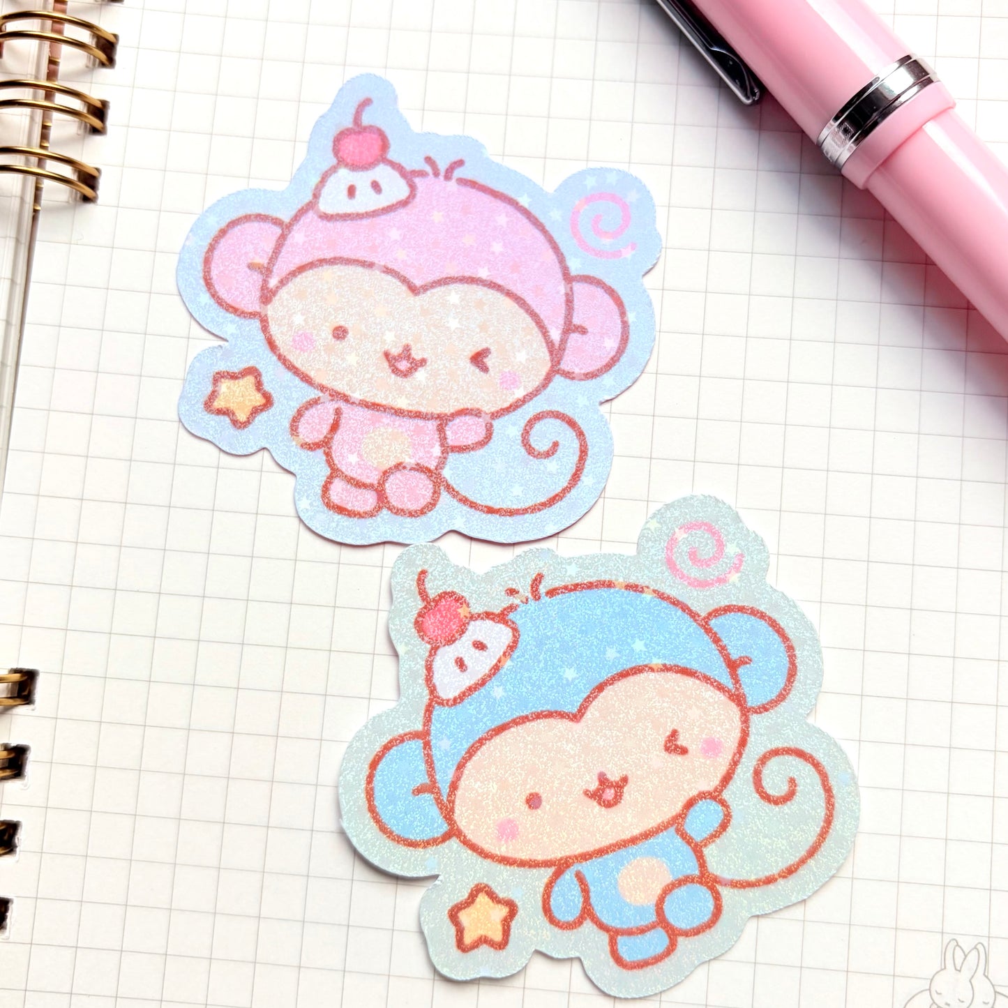Pudding Monkey Glitter Sticker