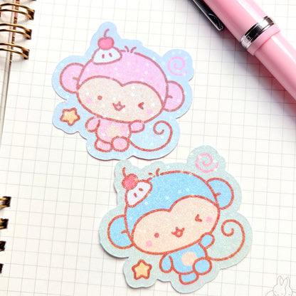 Pudding Monkey Glitter Sticker