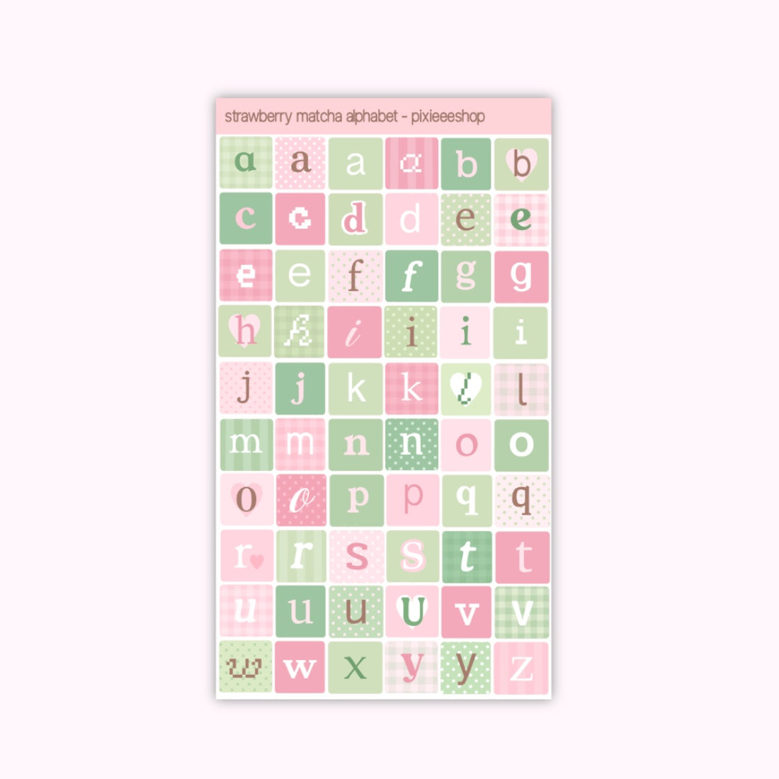 Alphabet Stickers - Strawberry Matcha