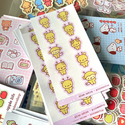 Alien Cuties Glitter Sticker Sheet