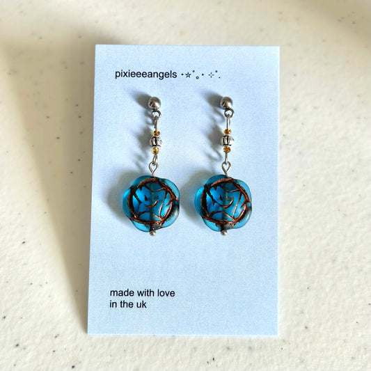 Blue Rose Earrings✧･ﾟ: *