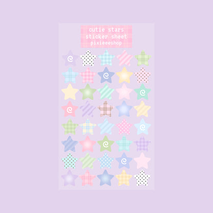 Cutie Glitter Stars Sticker Sheet