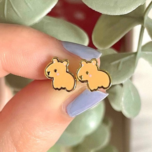 Capybara Stud Earrings - Silver or Gold