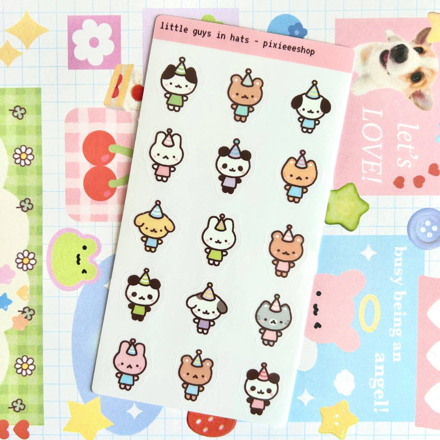 Little Guys in Hats Transparent Sticker Sheet