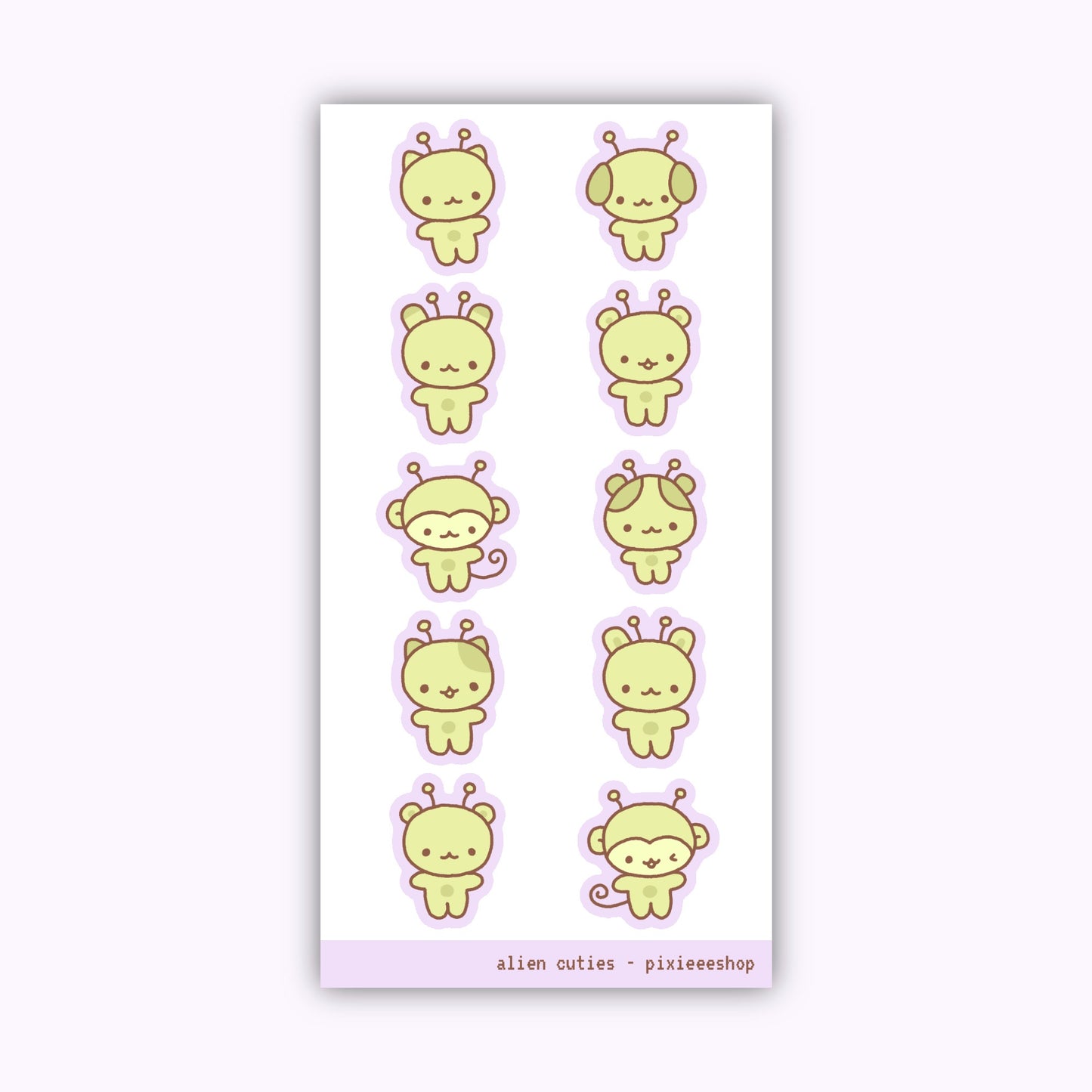 Alien Cuties Glitter Sticker Sheet