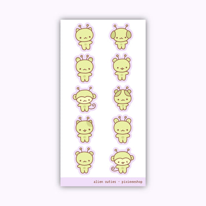 Alien Cuties Glitter Sticker Sheet