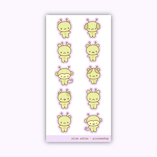 Alien Cuties Glitter Sticker Sheet