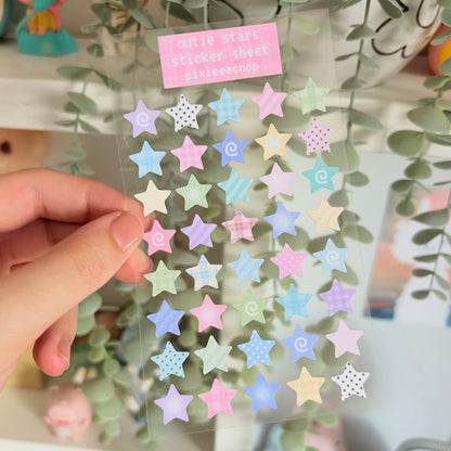 Cutie Glitter Stars Sticker Sheet