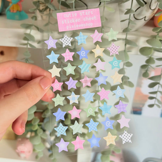 Cutie Glitter Stars Sticker Sheet