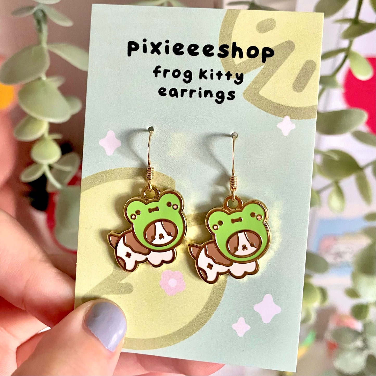 Frog Kitty Gold Earrings